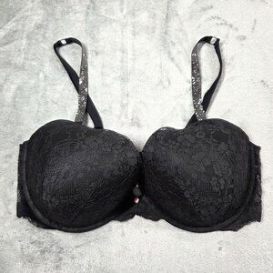 Victorias Secret Dream Angels Bra 44DD Twinkle Rhinestone Strap Lace Push Up